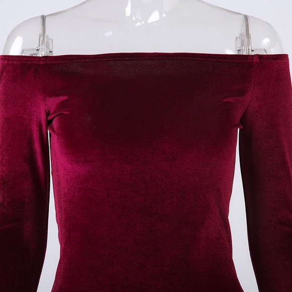 Velvet Long Sleeve Bodycon Dress - Picture 5 of 8